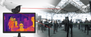 Thermal video Camera Setup at line queue in airport