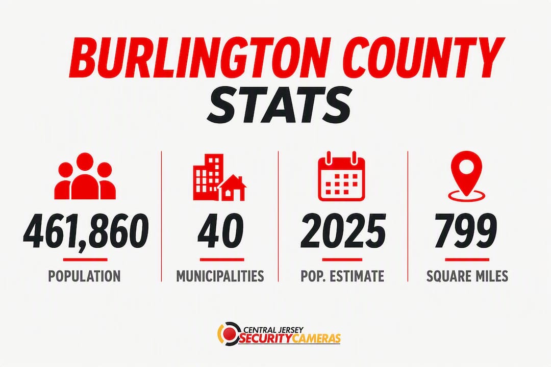 Infographic displaying key Burlington County statistics