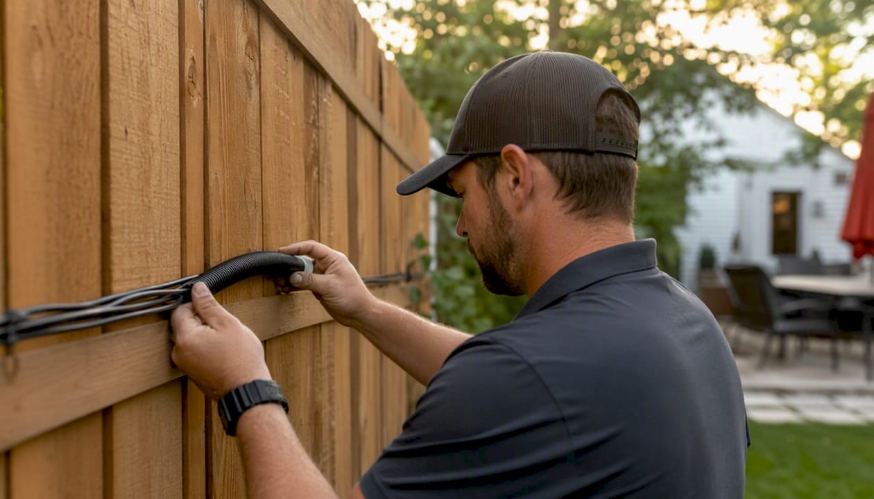 Applying split loom sleeving on outdoor cables