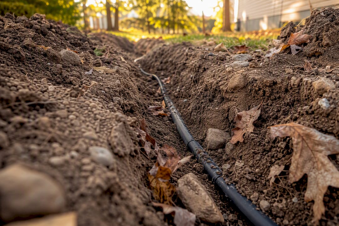Outdoor Ethernet cable buried underground