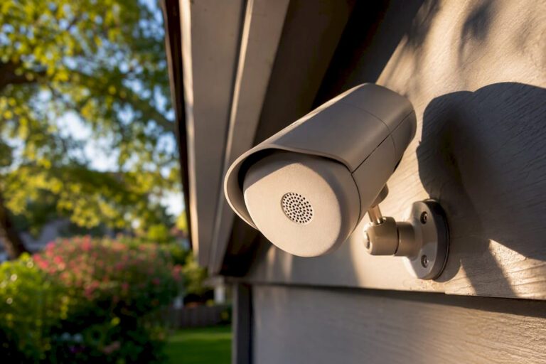 Close-up of security camera microphone part