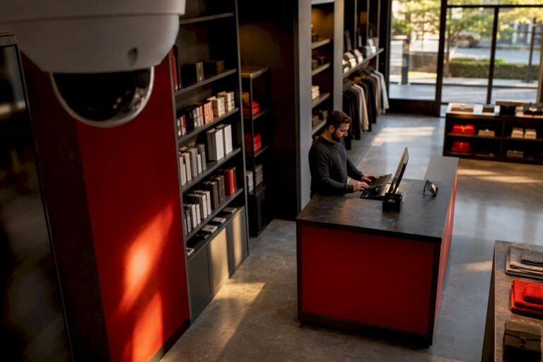 Small business interior with surveillance coverage