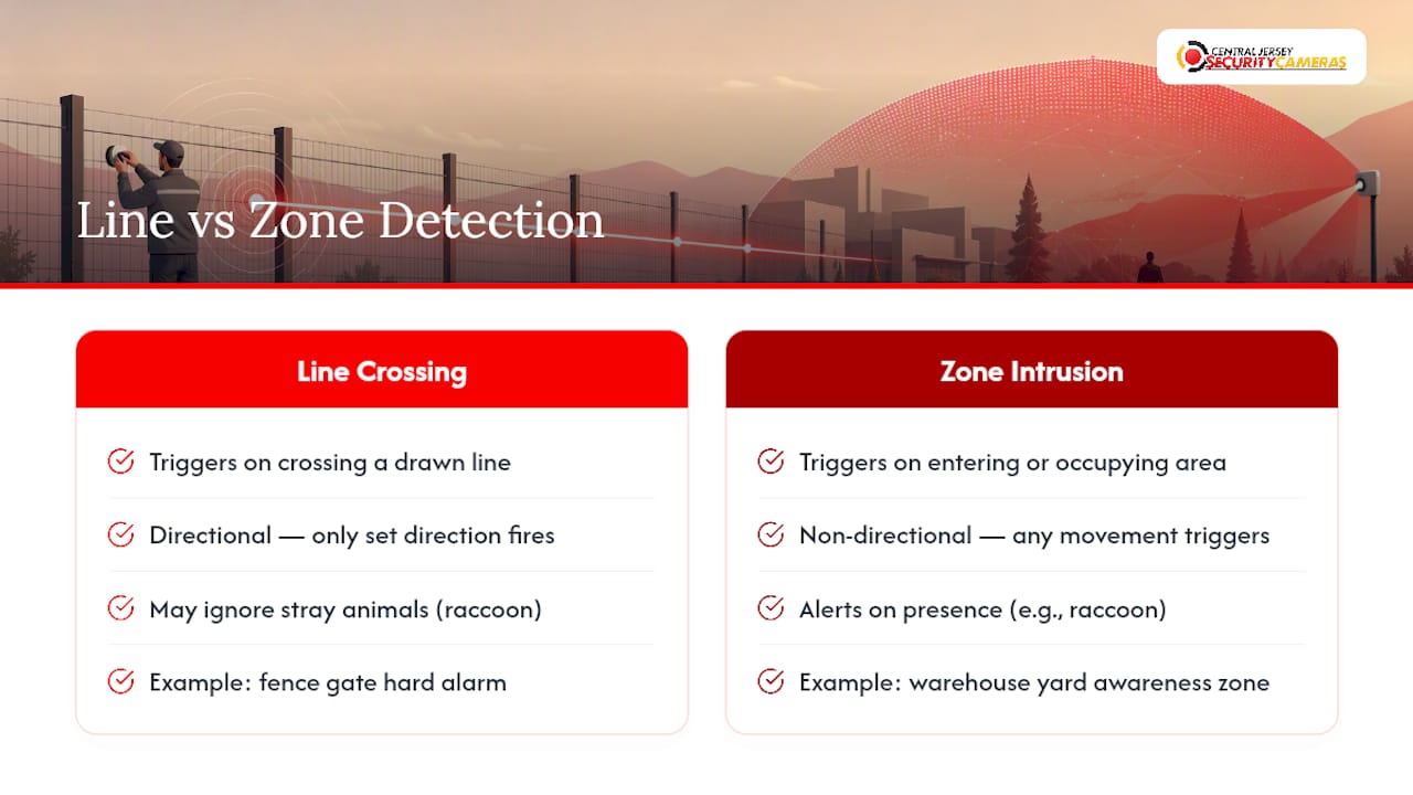 Line crossing and motion zone comparison