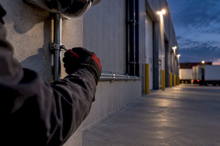 Technician securing concealed camera wiring