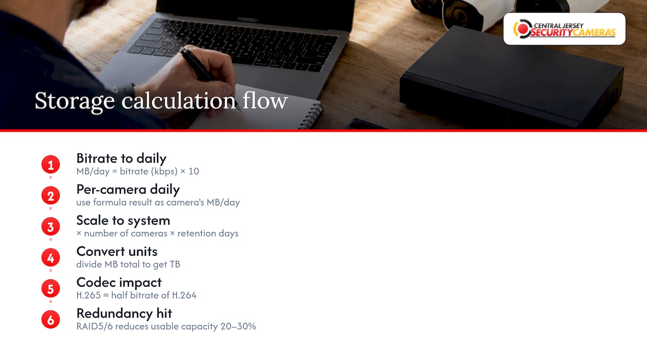 Security camera storage calculation flow