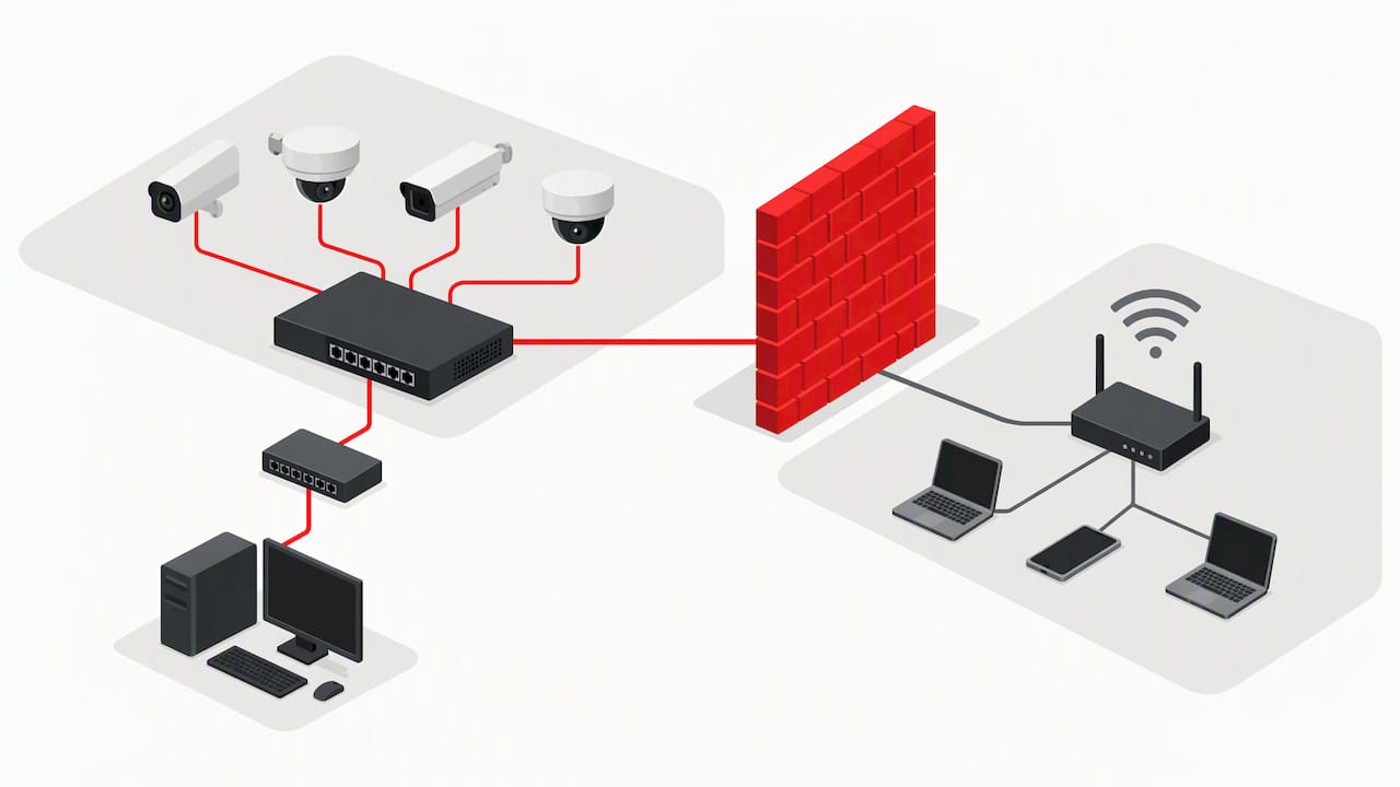 Isolated camera network with guest Wi-Fi barrier
