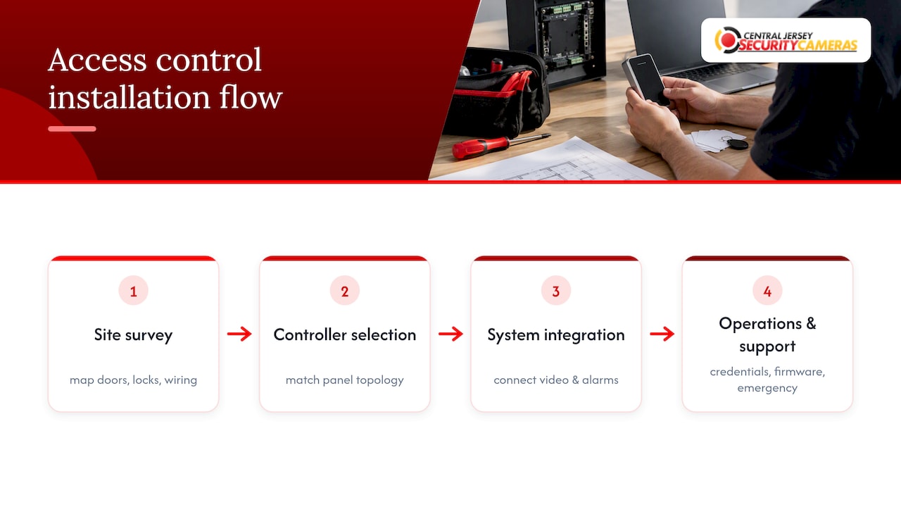Four-stage professional access control implementation workflow