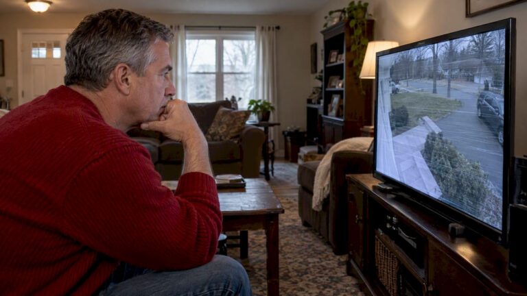 Homeowner viewing interference on a CCTV monitor